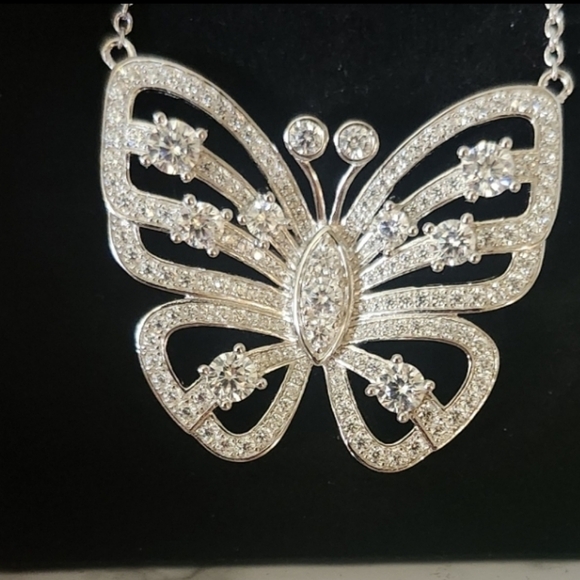 CERTIFIED 3.33 Carat VVS1 D EX MARIAH BUTTERFLY Moissanite Diamond NECKLACE *NEW - Picture 16 of 16